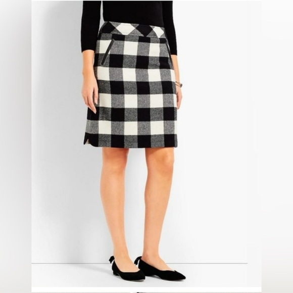 Talbots Skirt Womens 8 Wool Blend Mini Plaid Gingham Zip Lined Preppy Academia - Picture 1 of 10